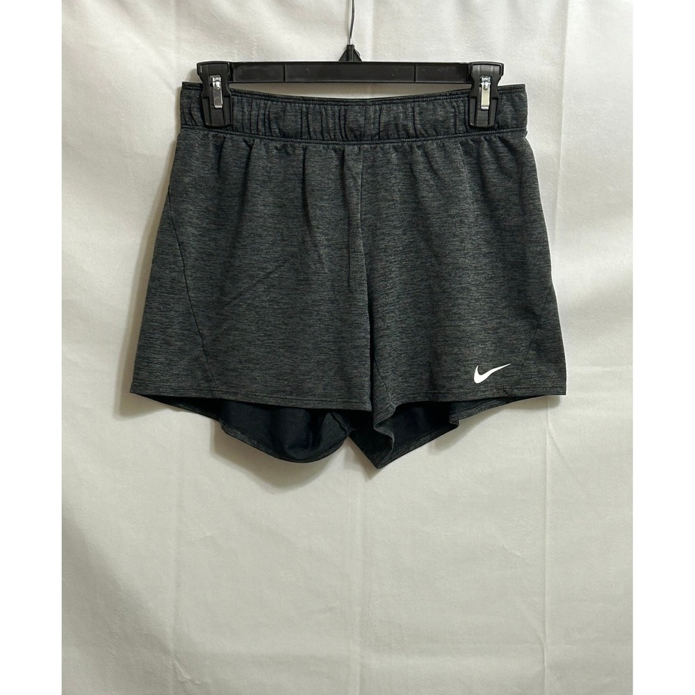 Nike Dri-FIT Womens Running Shorts Charcoal Gray Heathered Space Dye Small